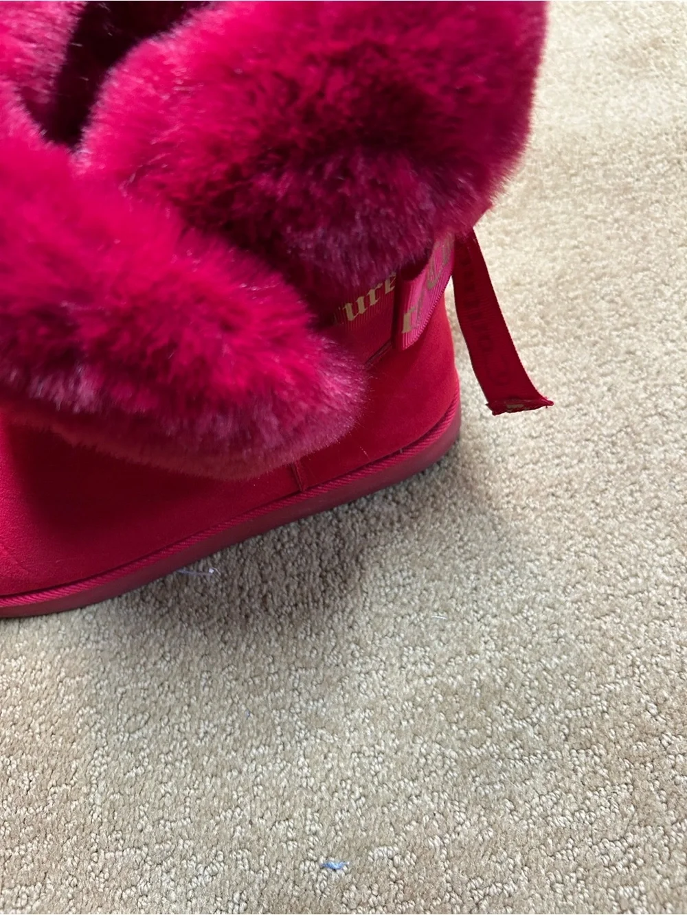 Juicy Couture Plush Fur Cuff Winter Boots - Red